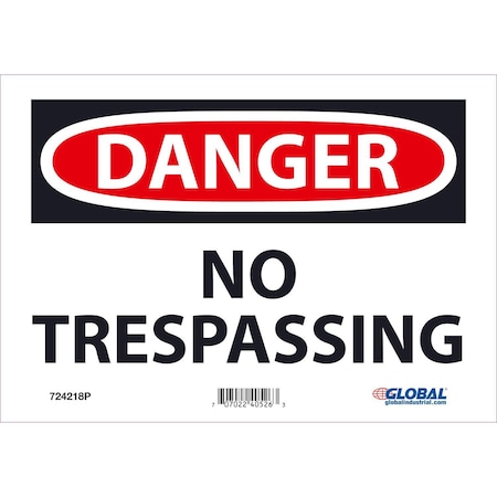 Global Industrial 7 in Height, 10 in Width, Pressure Sensitive Vinyl 724218P